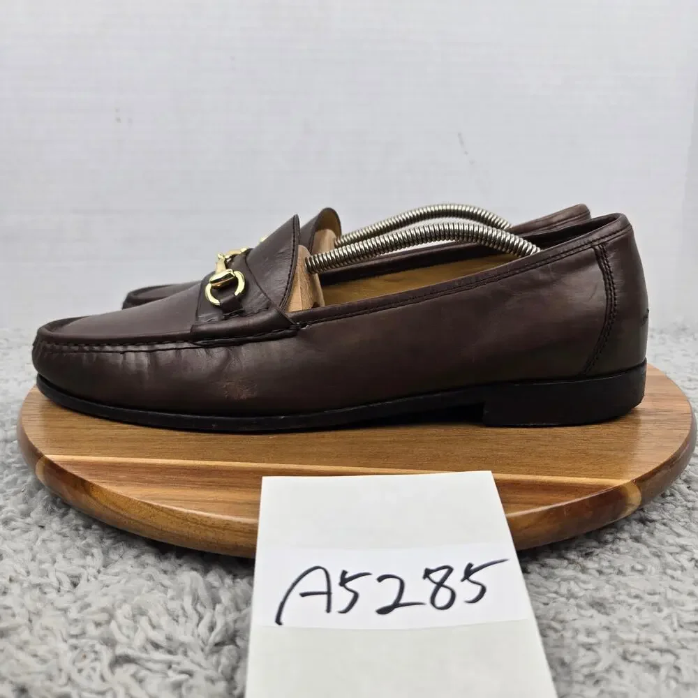 Cole Haan Mens 10.5M Ascot Brown Leather Business Casual Moc Toe Horsebit Loafer